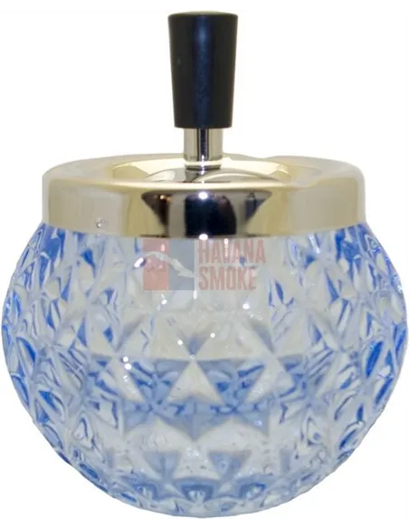 06107 Пепельница вращающаяся стекло голубая 120 мм