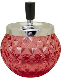 06109 Пепельница вращающаяся стекло красная 120 мм