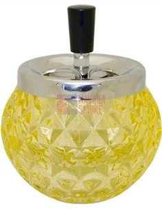 06111 Пепельница вращающаяся стекло желтая 120 мм
