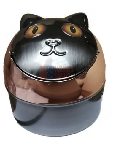 11500 Пепельница металлическая "Кошка" серебристая/оранжевые глаза