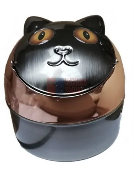 11500 Пепельница металлическая "Кошка" серебристая/оранжевые глаза