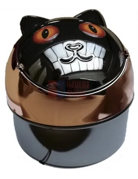 11501 Пепельница металлическая "Кошка" медная/оранжевые глаза