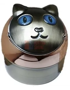 11502 Пепельница металлическая "Кошка" медная/синие глаза