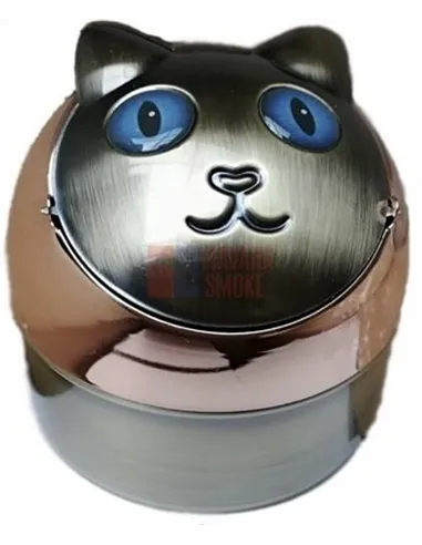 11502 Пепельница металлическая "Кошка" медная/синие глаза