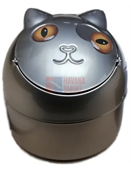 11503 Пепельница металлическая "Кошка" серая никель/оранжевые глаза