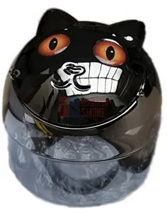 11504 Пепельница металлическая "Кошка" металлик/оранжевые глаза