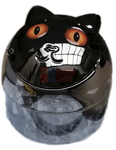 11504 Пепельница металлическая "Кошка" металлик/оранжевые глаза