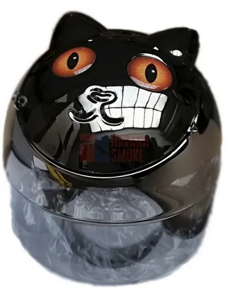 11504 Пепельница металлическая "Кошка" металлик/оранжевые глаза