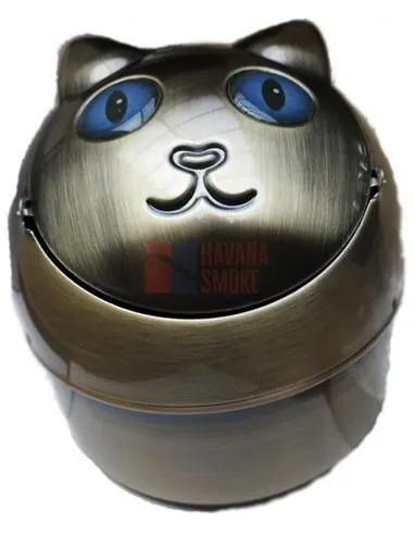 11505 Пепельница металлическая "Кошка" медная/синие глаза