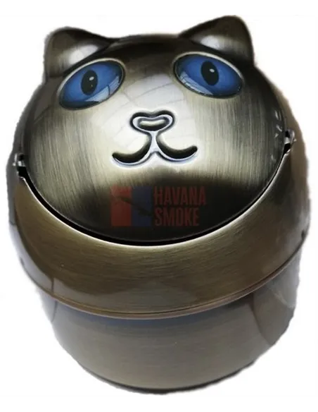 11505 Пепельница металлическая "Кошка" медная/синие глаза