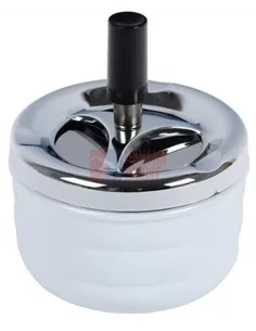 22315 Пепельница вращающаяся хром белая 95 мм *SUPERSALE*