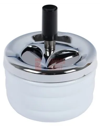22315 Пепельница вращающаяся хром белая 95 мм *SUPERSALE*