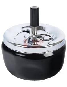 22355 Пепельница вращающаяся черная блестящая 110 мм 