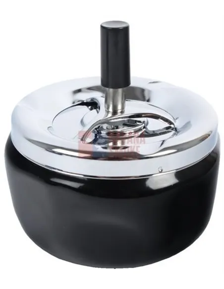 22355 Пепельница вращающаяся черная блестящая 110 мм 