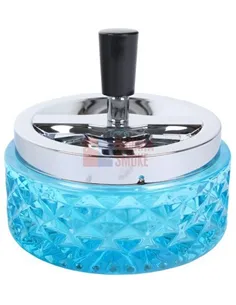 22358 Пепельница вращающаяся стекло голубая 115 мм