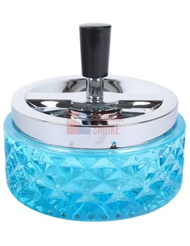 22358 Пепельница вращающаяся стекло голубая 115 мм