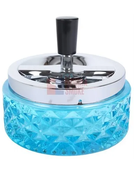 22358 Пепельница вращающаяся стекло голубая 115 мм