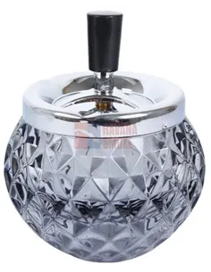 22362 Пепельница вращающаяся стекло черная 110 мм