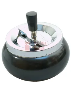 22393 Пепельница вращающаяся хром/черная металлик 130 мм