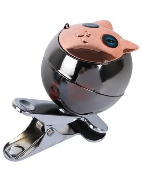 22510 Пепельница настольная на прищепке "кошка" серый металлик 70 мм