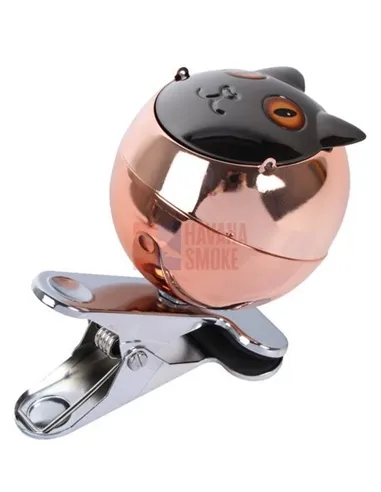 22511 Пепельница настольная на прищепке "кошка" "розоое золото" металлик 70 мм