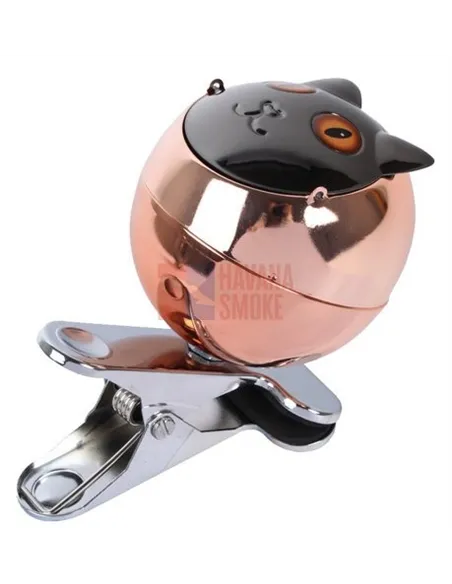 22511 Пепельница настольная на прищепке "кошка" "розоое золото" металлик 70 мм