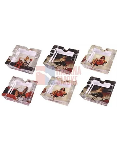 22830 Пепельница настольная стекло "Ретро леди" (набор 6шт)  *SUPERSALE*