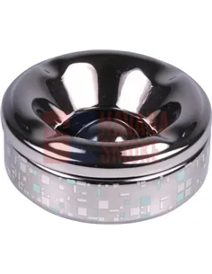 512121 Пепельница настольная керамическая круглая хром/мозаика,12 см, высота 5см