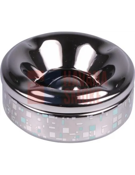 512121 Пепельница настольная керамическая круглая хром/мозаика,12 см, высота 5см
