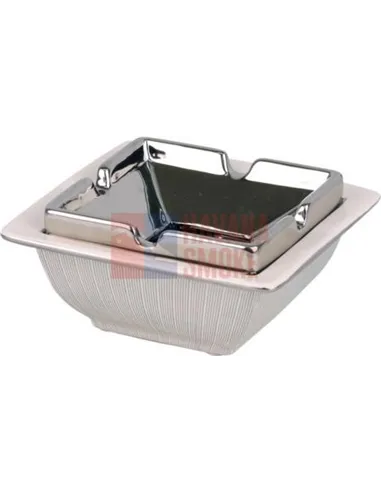 512141 Пепельница настольная керамическая белый/серебристый декор, 12,5 см, высота 5см