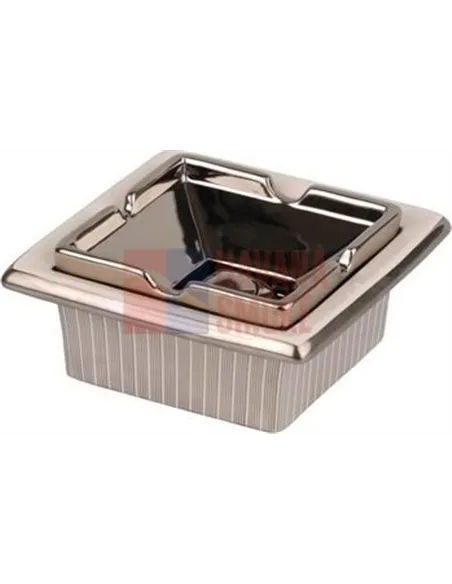 512152 Пепельница настольная керамическая квадратная белый/серебристый декор, 17 см