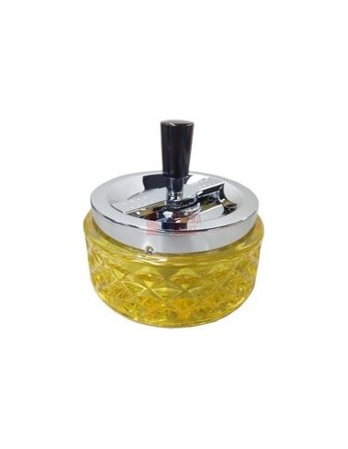 06104 Пепельница вращающаяся стекло желтая 120 мм - купить в интернет-магазине Havana Smoke