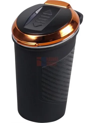 510905 Пепельница для автомобиля черная/карбон, со встроенной зажигалкой USB и подсветкой