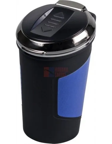 510906 Пепельница для автомобиля синяя/карбон, со встроенной зажигалкой USB и подсветкой