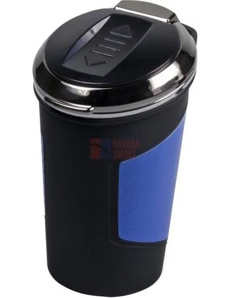 510906 Пепельница для автомобиля синяя/карбон, со встроенной зажигалкой USB и подсветкой