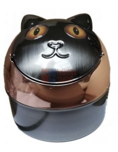 11500 Пепельница металлическая Кошка серебристая/оранжевые глаза - купить в интернет-магазине Havana Smoke