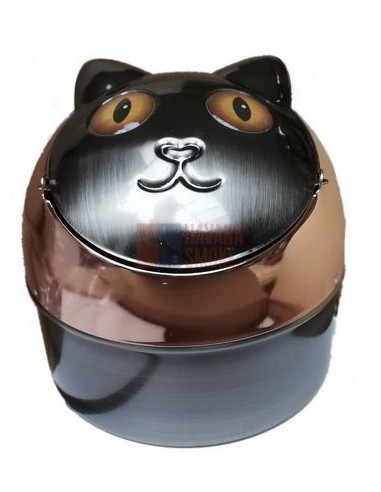 11500 Пепельница металлическая Кошка серебристая/оранжевые глаза - купить в интернет-магазине Havana Smoke