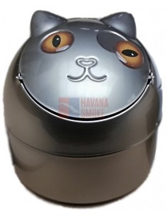 11503 Пепельница металлическая Кошка серая никель/оранжевые глаза - купить в интернет-магазине Havana Smoke