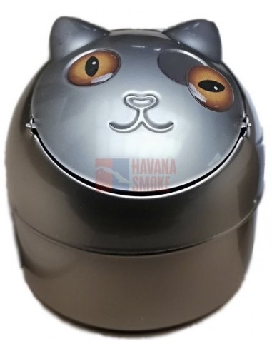 11503 Пепельница металлическая Кошка серая никель/оранжевые глаза - купить в интернет-магазине Havana Smoke