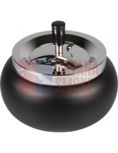 504841 Пепельница вращающаяся Jumbo круглая хром/черная 17х10,5 см - купить в интернет-магазине Havana Smoke