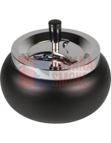 504841 Пепельница вращающаяся Jumbo круглая хром/черная 17х10,5 см - купить в интернет-магазине Havana Smoke