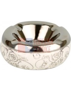 512111 Пепельница настольная керамическая бело-серебристый декор, 12 см - купить в интернет-магазине Havana Smoke