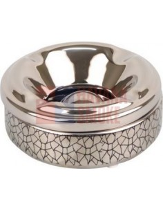 512119 Пепельница настольная керамическая круглая хром/черный декор,12 см, высота 5см - купить в интернет-магазине Havana Smoke