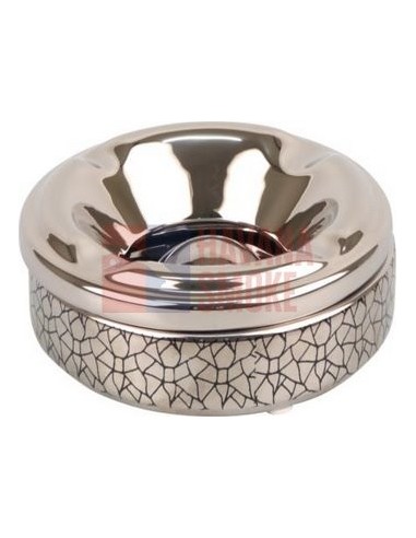 512119 Пепельница настольная керамическая круглая хром/черный декор,12 см, высота 5см - купить в интернет-магазине Havana Smoke