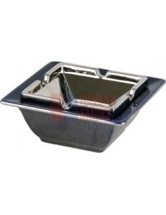 512133 Пепельница настольная керамическая квадратная синий/серебристый декор, 17 см - купить в интернет-магазине Havana Smoke