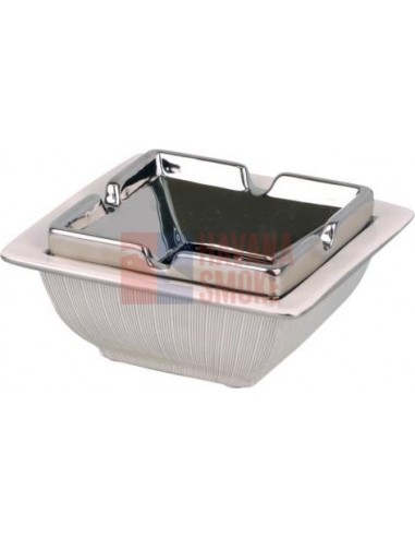 512141 Пепельница настольная керамическая белый/серебристый декор, 12,5 см, высота 5см - купить в интернет-магазине Havana Smoke