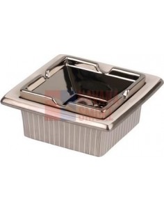 512152 Пепельница настольная керамическая квадратная белый/серебристый декор, 17 см - купить в интернет-магазине Havana Smoke