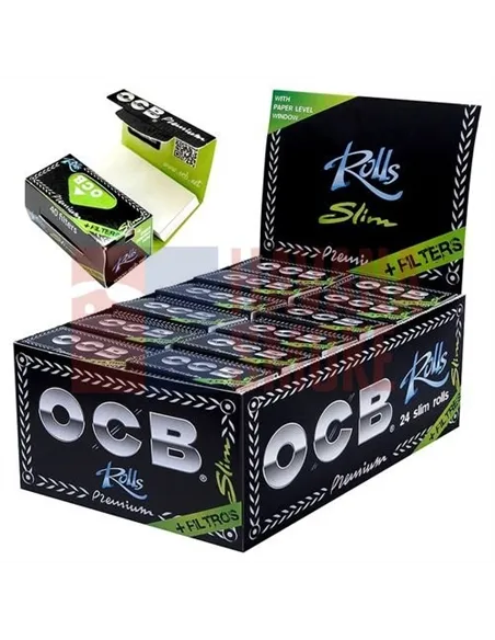 Сигаретная бумага OCB ROLLS Slim Premium в рулонах + 40 БУМ.ФИЛЬТР. 24шт(44 х 4000) OCBRSLPTIP/10/24