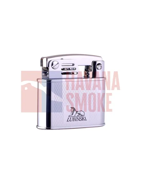Зажигалка Lubinski "Бассано", кремневая, серебристая в рубчик