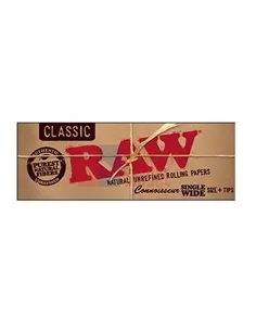 Сигаретная бумага RAW SINGLE WIDE + TIPS CONNOISSEUR (24пач х50лист) 